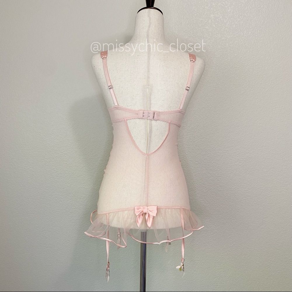 COPY - NWOT Victoria’s Secret 34B Pink Mesh Rhinestone Embellished Lingerie - Picture 7 of 11